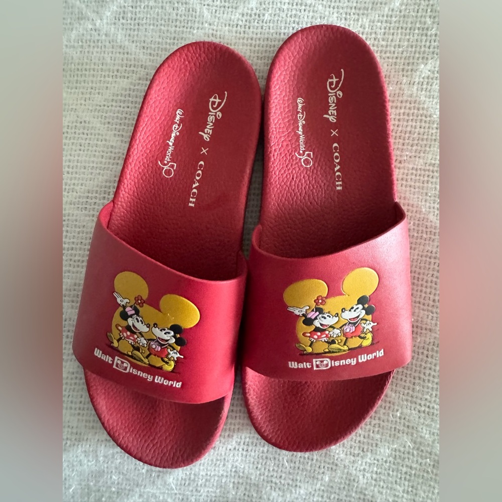 Disney x Coach Red Slides – Walt Disney World 50th Anniversary – Size 10